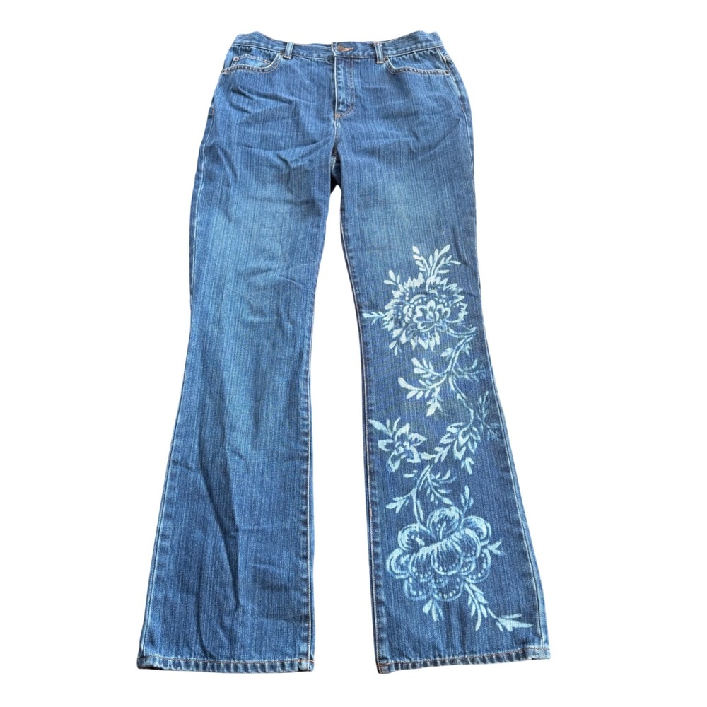 Lauren Ralph Lauren Floral Print Jeans Blue Denim Straight Leg Womens 6 31x30